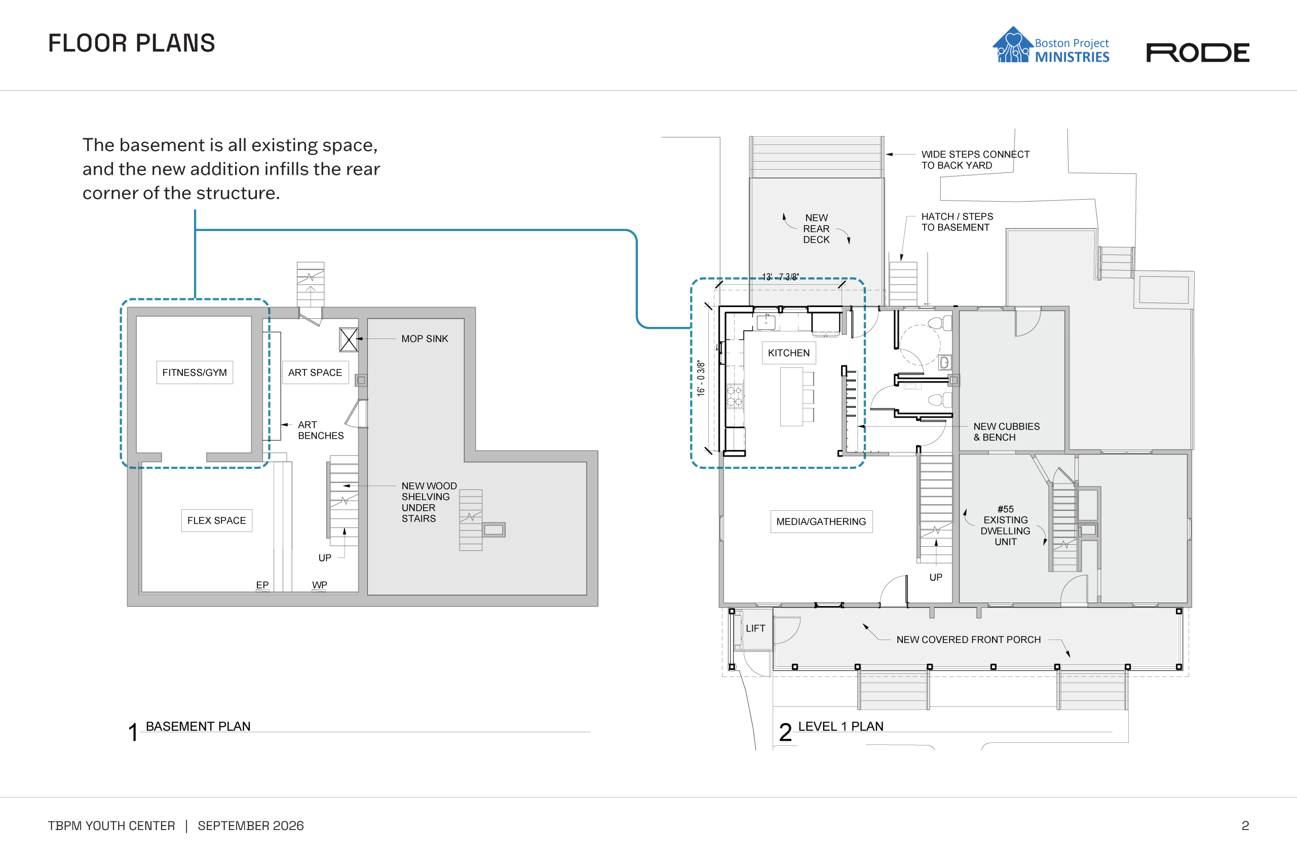 Architectural floor plans for the Boston Project youth center