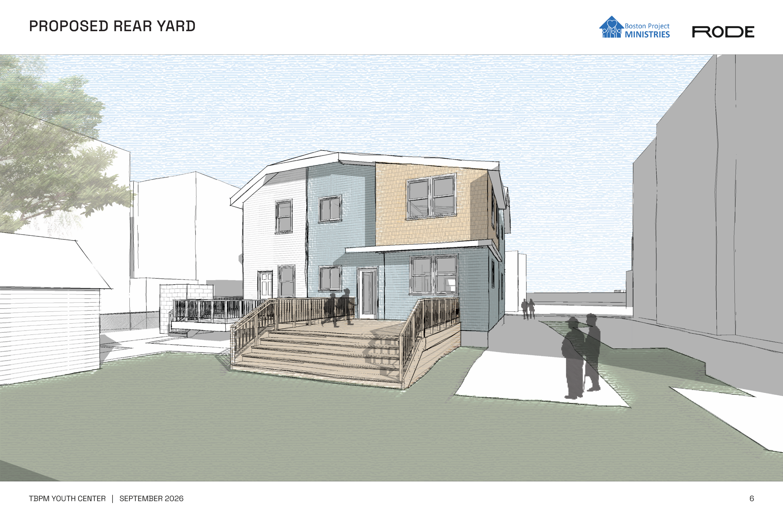 Architectural rear view of the planned Boston Project youth center