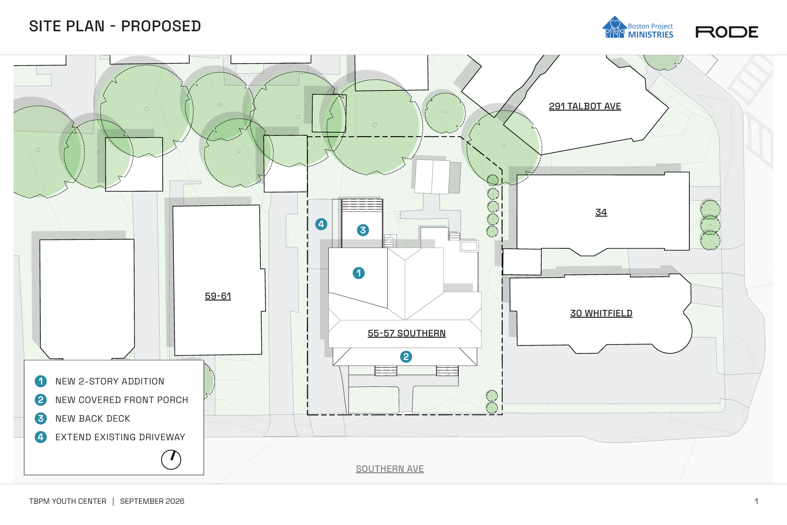 Architectural site plan for the Boston Project youth center